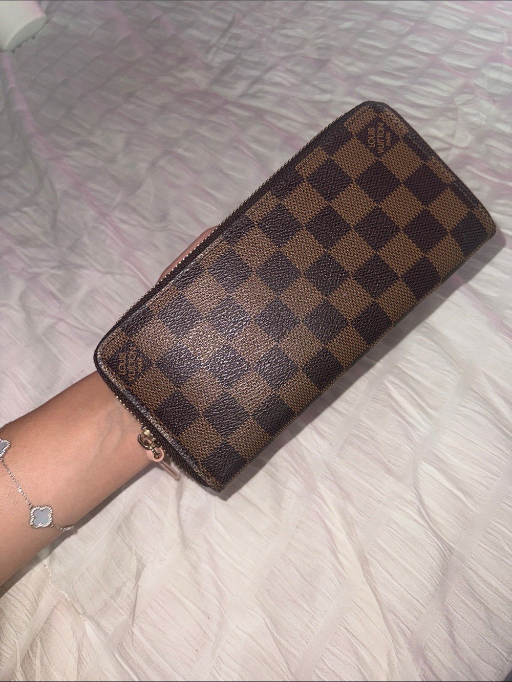 Brown Check Zip-Around Women's Wallet